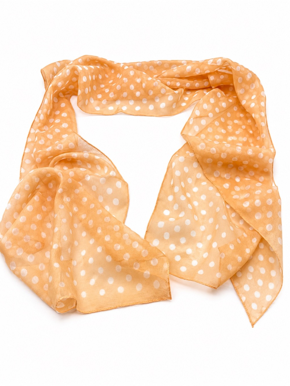 Vintage Peach Sheer Lightweight Polka Dot Oblong Scarf